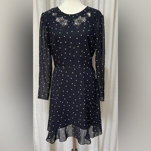 The Kooples Open Back Dress Dame De Coeur Black Heart Print SZ3 GOTH VALENTINES